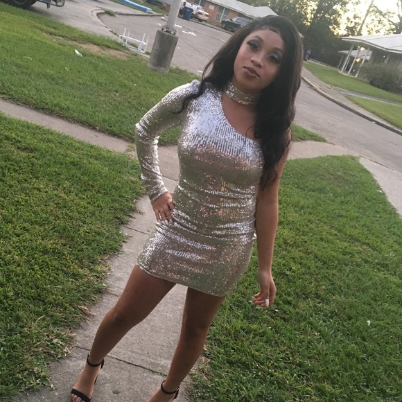 Silver Sequin Mini Dress - Picture 2 of 4